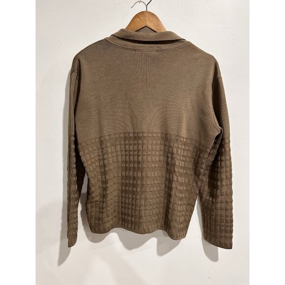 PETER NYGARD‎ Wool & Silk Blend Brown Textured Collared Cardigan Size M - Picture 2 of 4